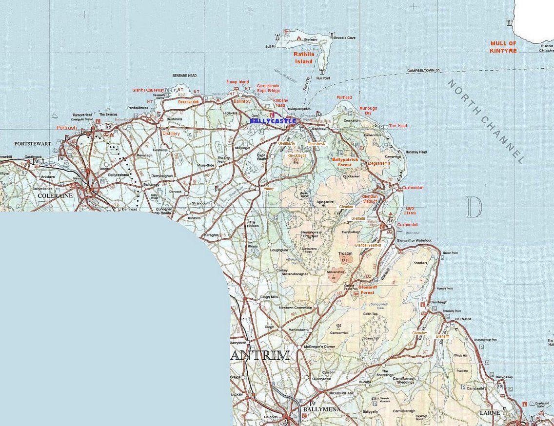 Clickable map of Causeway Coast and Glens of Antrim